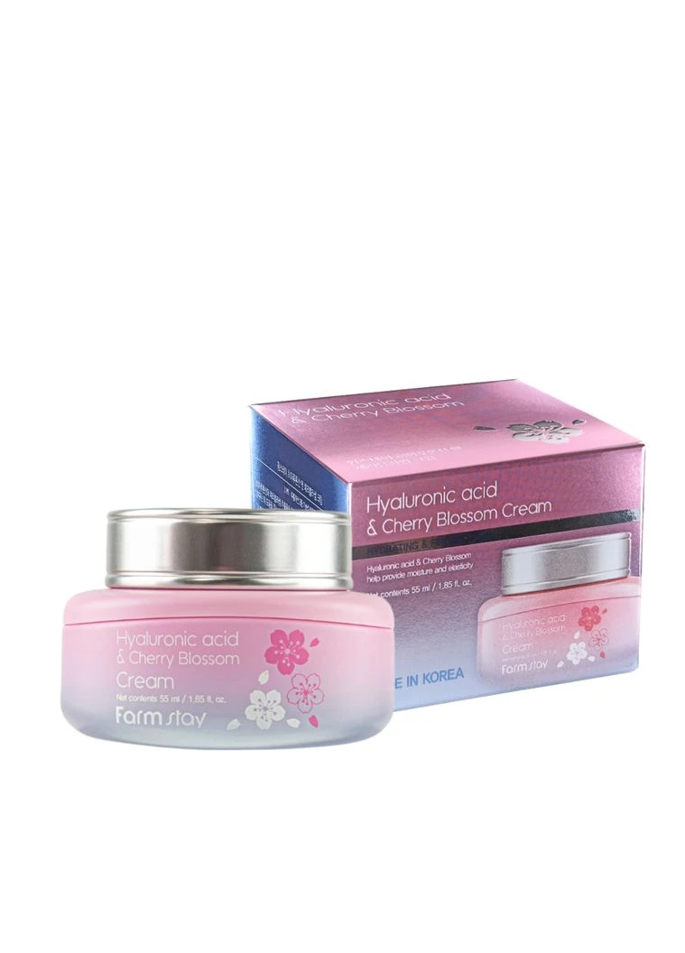 FarmStay Увлажняющий крем для лица Hyaluronic Acid & Cherry Blossom Cream 55 мл — Крем, Южная Корея (356459981)