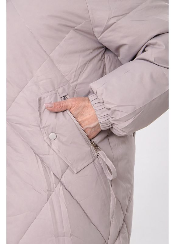 Світло-коричнева зимня зимова куртка жіноча подовжена плюс сайз з капюшоном (p-18513) Носи своє