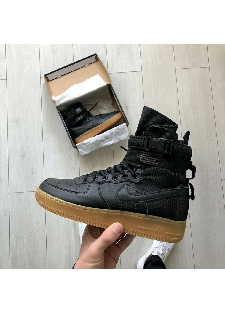 Черные демисезонные кроссовки мужские nike special fled air force 1 black beige 2 найк аир форс черные No Brand