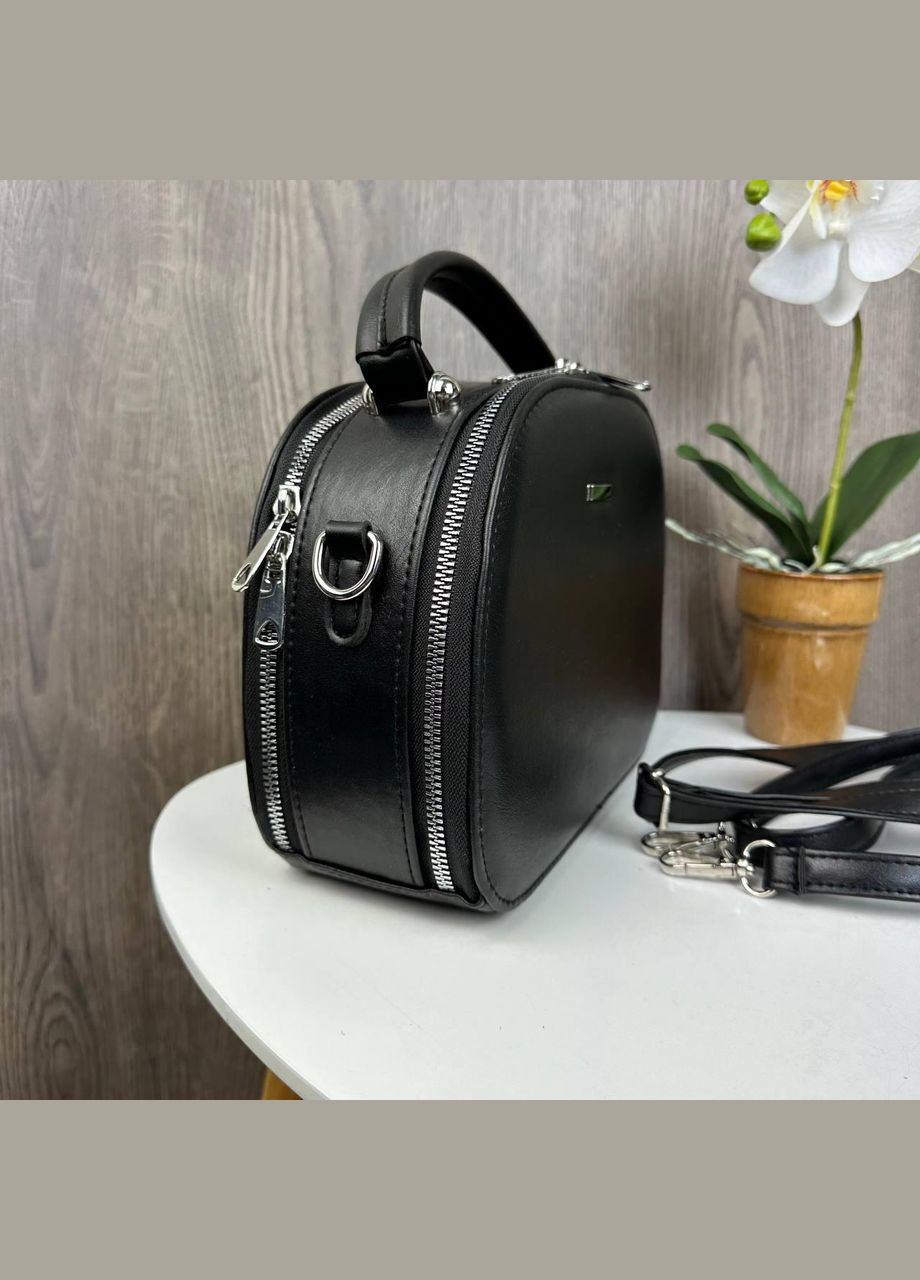 Міні каркасна сумочка на плече з екошкіри з металевою фурнітурою чорна (sku_1233Ч) No Brand (330576446)