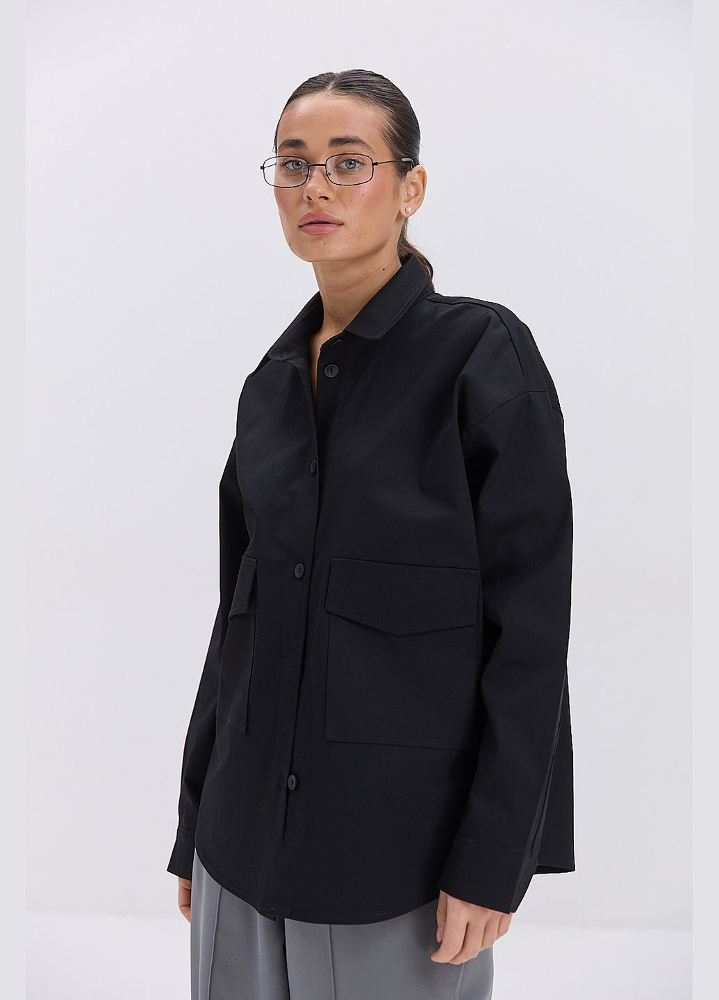 Жіноча сорочка oversize з накладними кишенями Arjen (319311958)