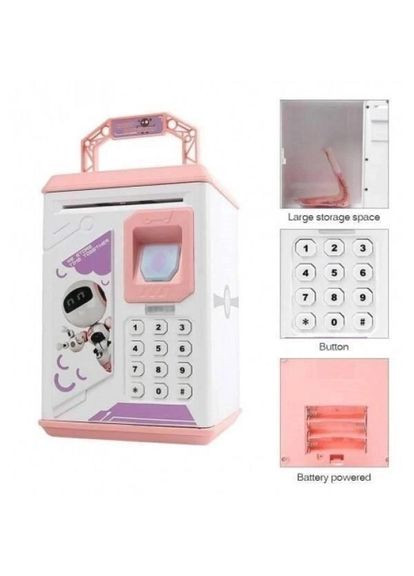 Дитяча сейф-скарбничка інтерактивна з кодовим замком та імітатором відбитка пальців Pink No Brand (367079033)