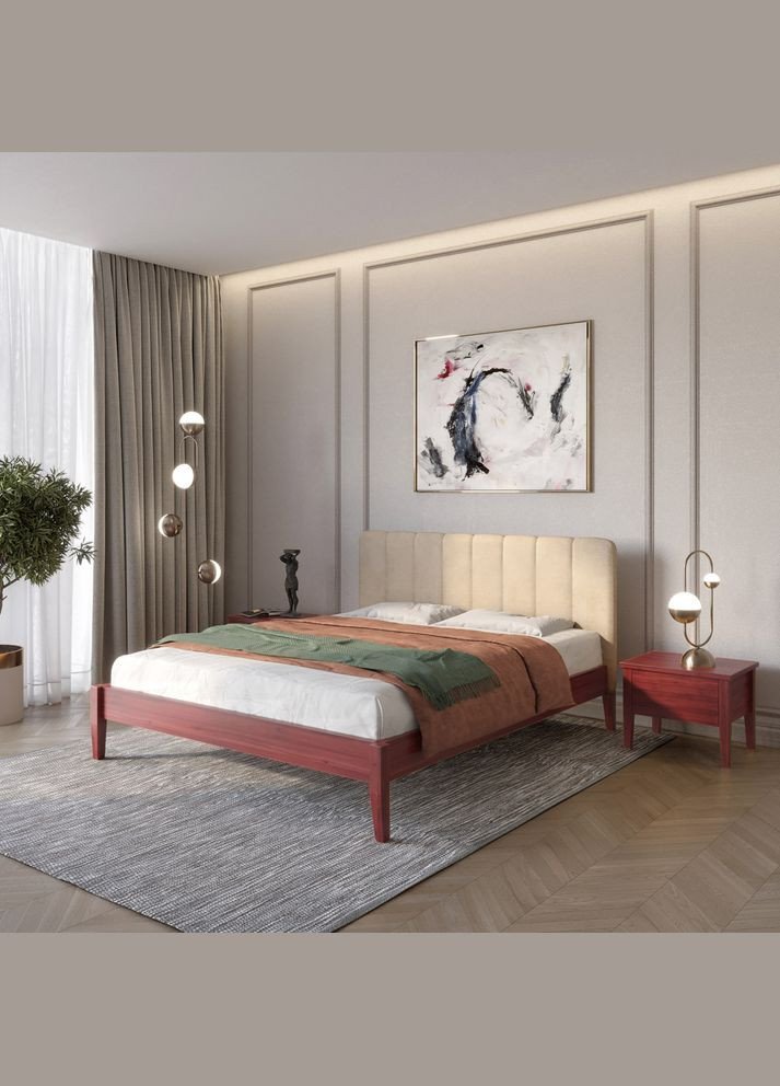 Двоспальне дерев'яне ліжко Лондон ДК /Аляска 23 (Бежевий) Б1 160х200 см (MBG-6638) Mebigrand (368281535)