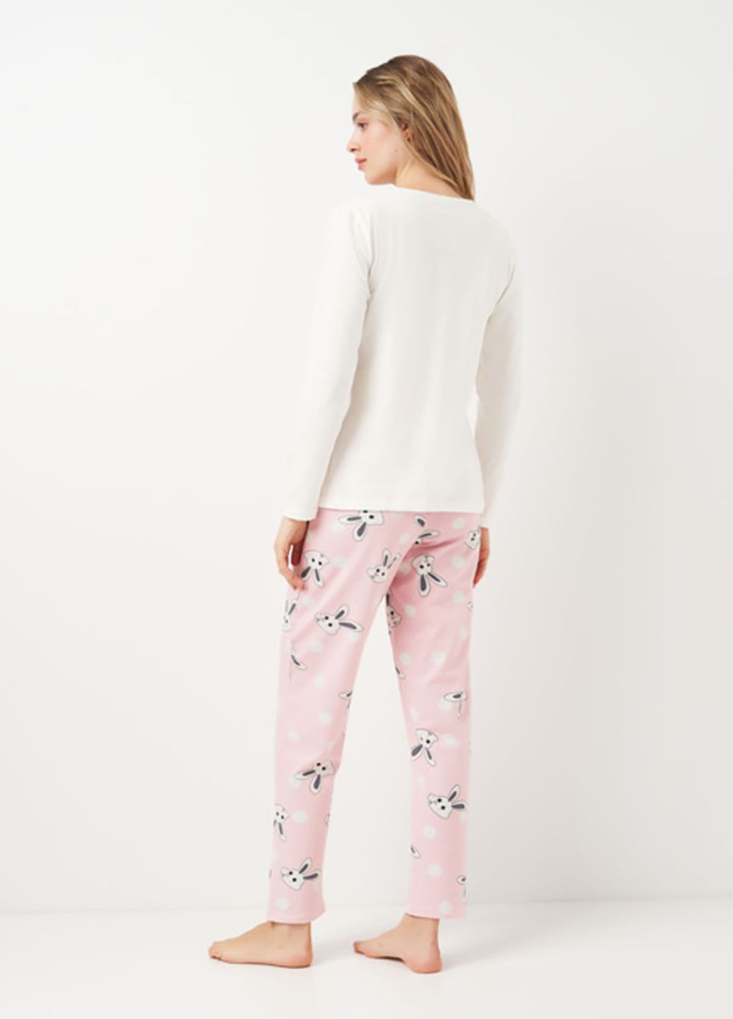 Белая всесезон пижама лонгслив + брюки Sexen