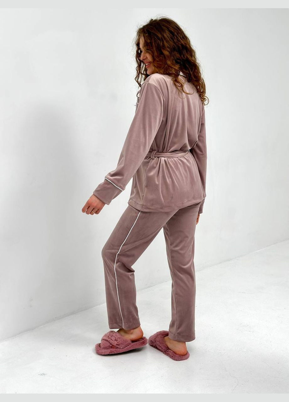 Ліловий жіночий велюровий домашній костюм No Brand (322168612)