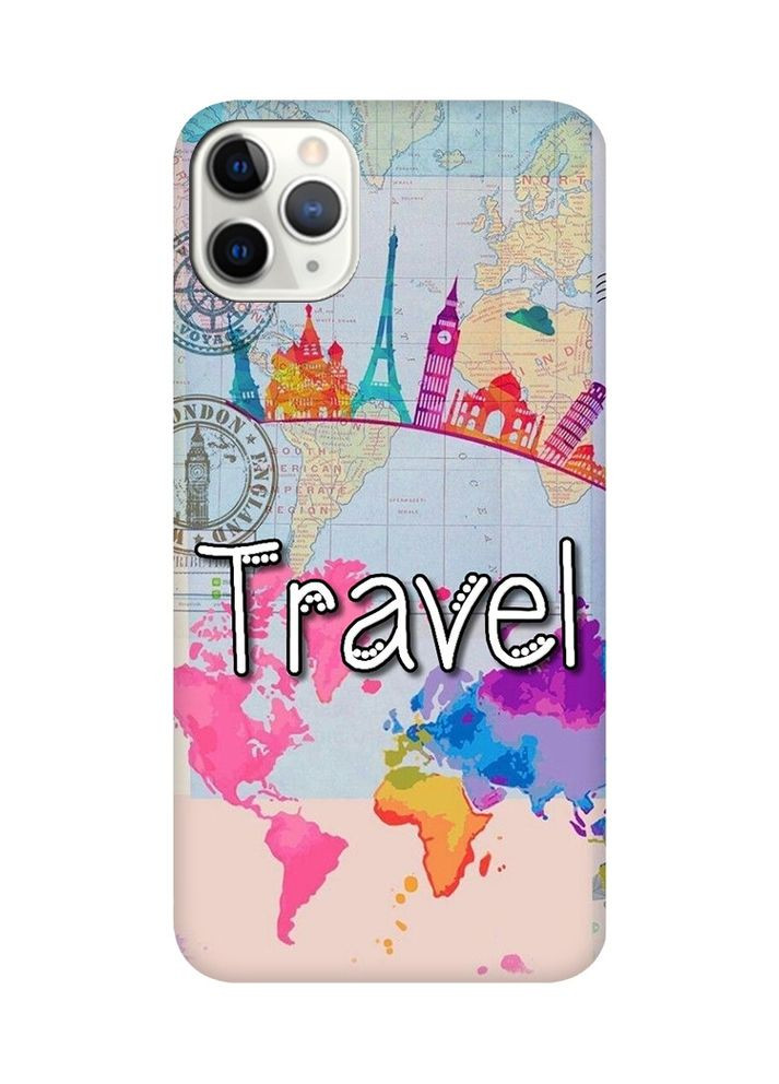 Матовый чехол с черными боками на iPhone 11 Pro Max Путешествие. Travel (принт 321) Creative (360675837)