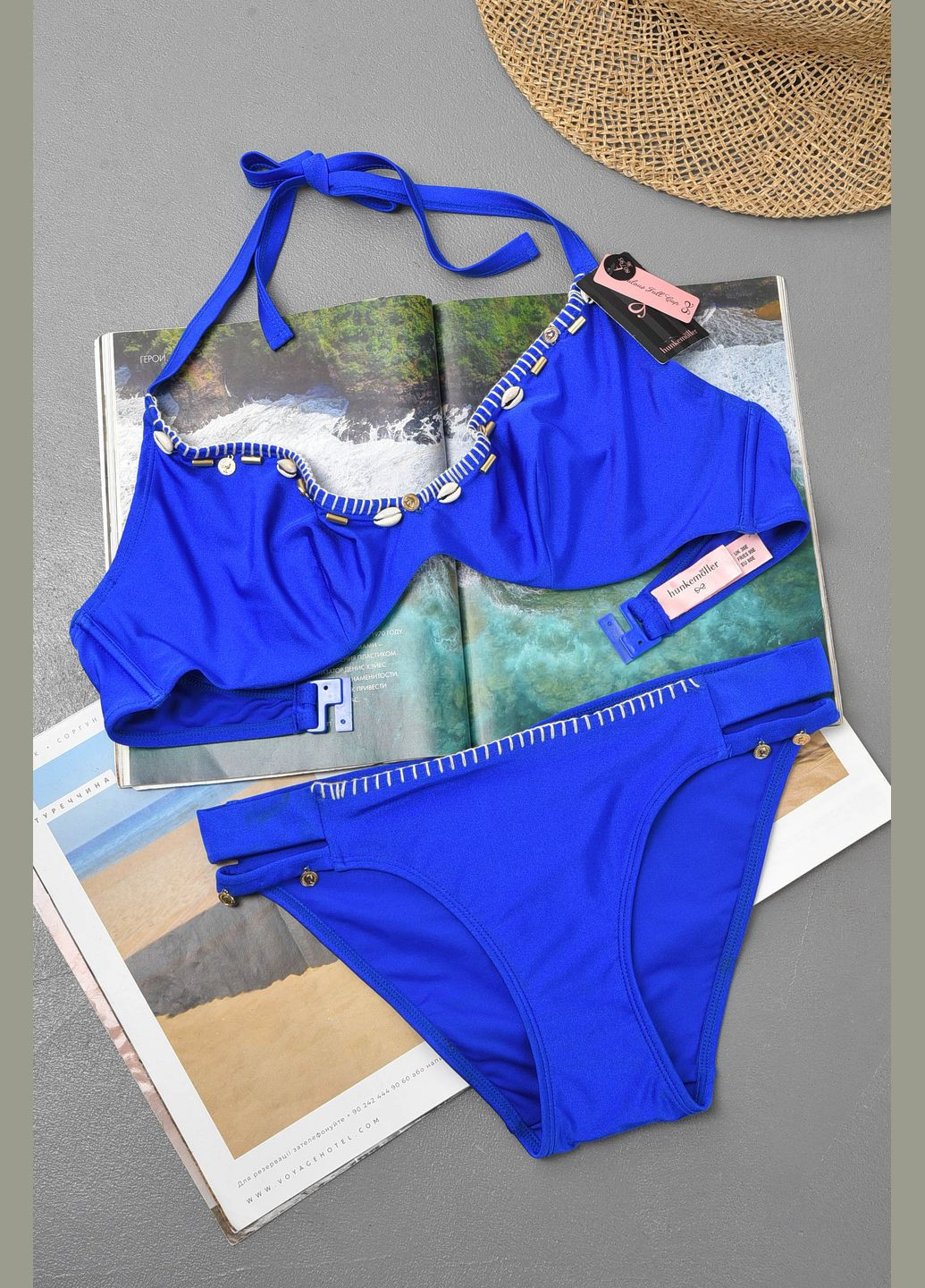 Синій літній купальник жіночий синього кольору чашка e бікіні Let's Shop