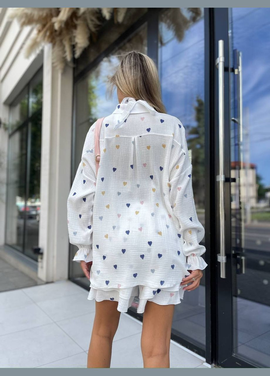 Жіночий трійка білий із сердцями No Brand костюм (323214601)