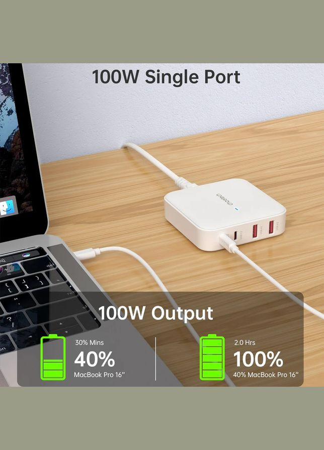 Зарядний пристрій 4xUSB 100W GaN (2хUSB-C+2хUSB-A) Desktop Charger білий CHOETECH (315435092)