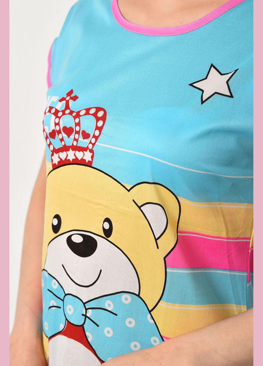 Ночная рубашка женская бирюзового цвета с рисунком Let's Shop (290839527)
