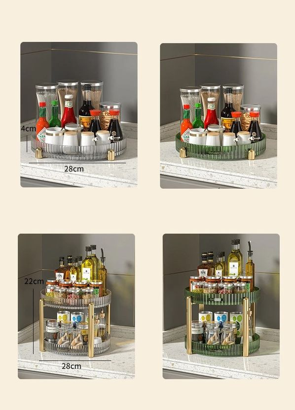 Поднос-органайзер поворотный / Органайзер для ванной, кухни, прозрачный, 28 см No Brand (324219896)