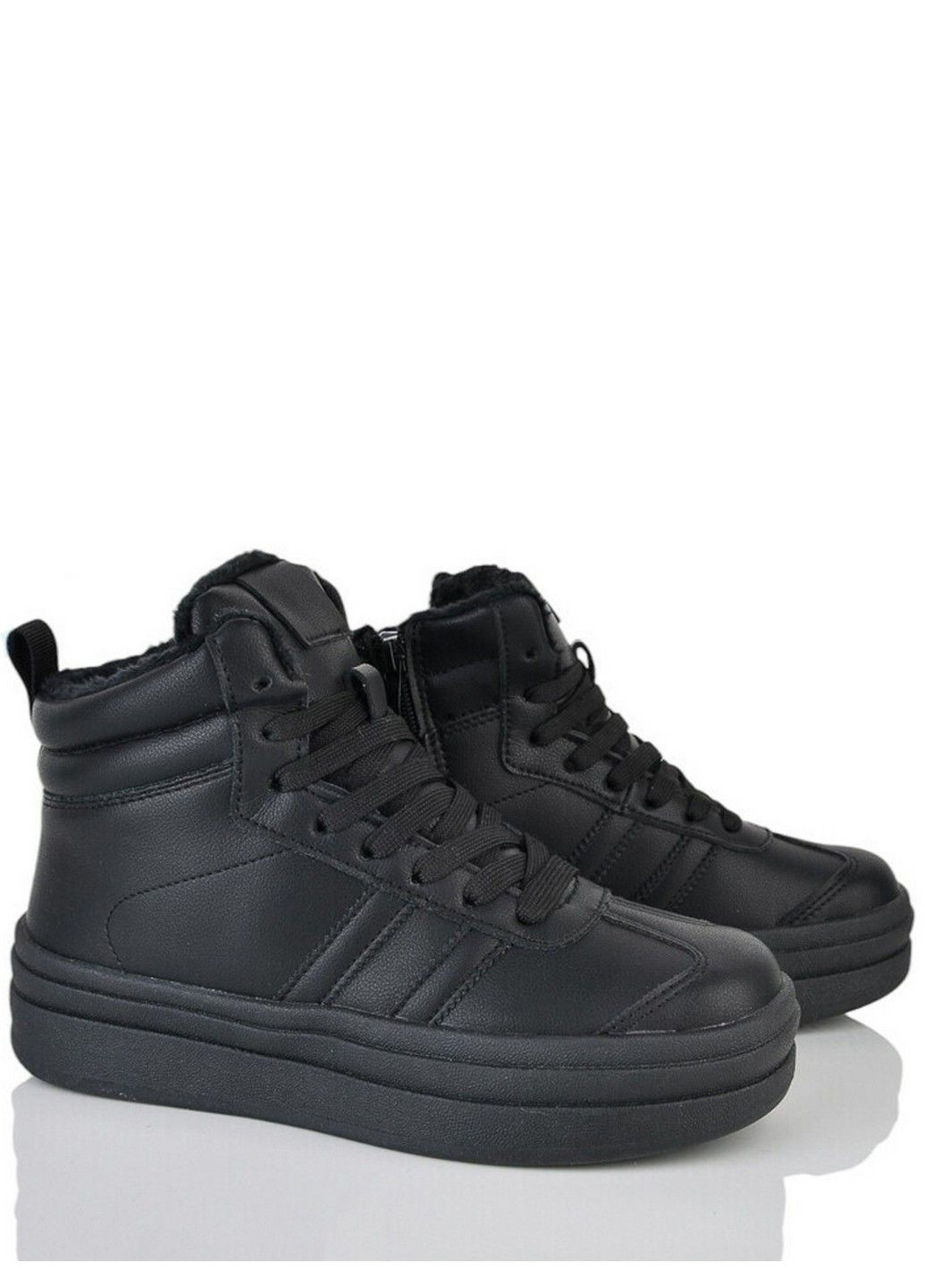 Черные кэжуал зимние кожаные зимние ботинки wamn110-3 Stilli