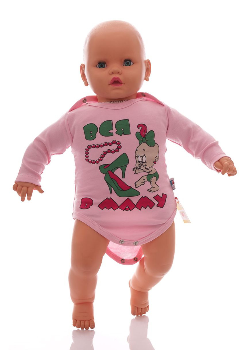Боди с длинным рукавом для девочки интерлок вся в маму розовое MiniPapi 62 см (30899) BABYKROHA (297199396)