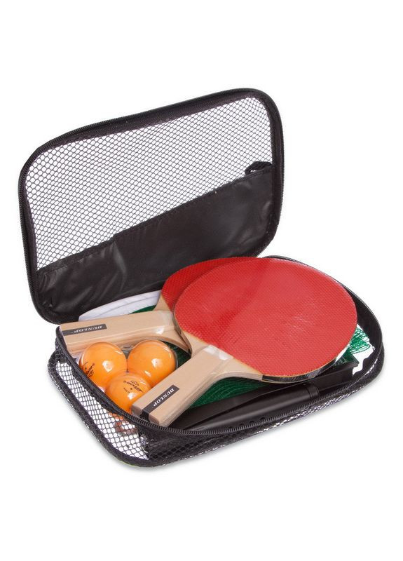 Набор для настольного тенниса 2 ракетки, 3 мяча, сетка с креплением с чехлом RAGE DL679212 (древесина, Dunlop (361435005)