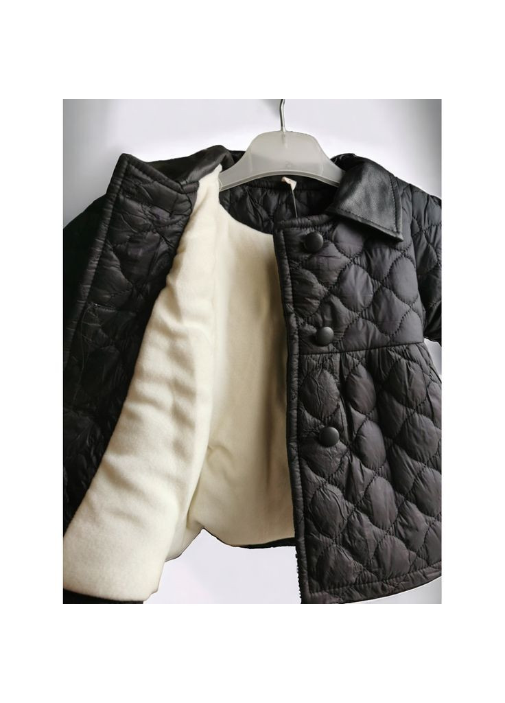 Черное демисезонное Пальто для девочки двубортное No Brand