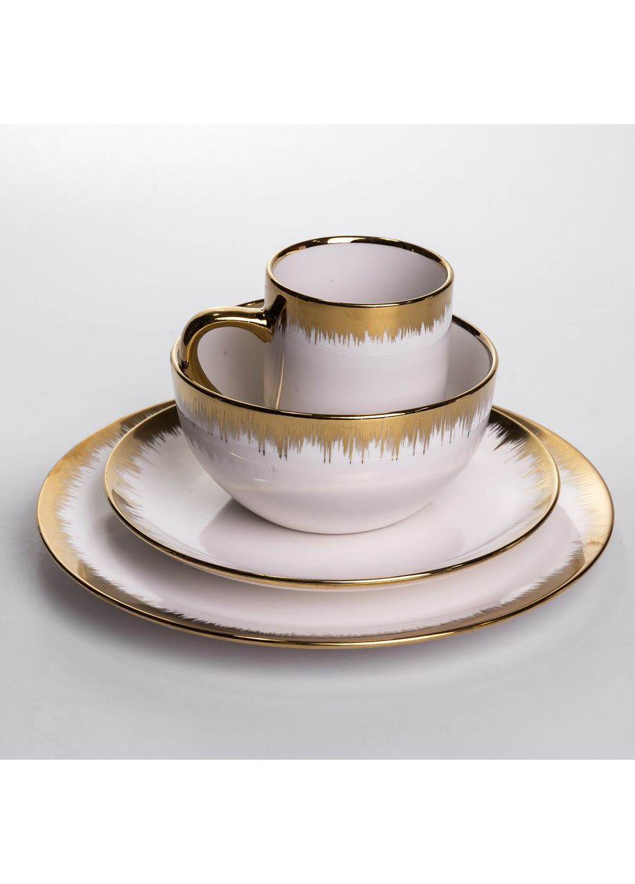 Столовий набір посуду тарілок і чашок 24 предмети на 6 персон «Смарагд» порцеляновий MD-16 Yiwu (371734940)