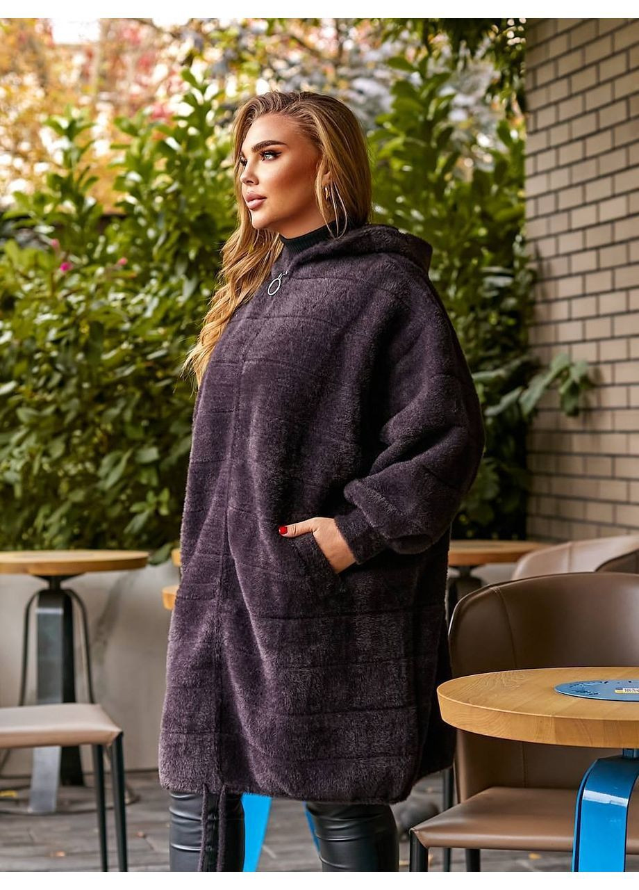 Темно-фиолетовое Пальто-кардиган Батал No Brand