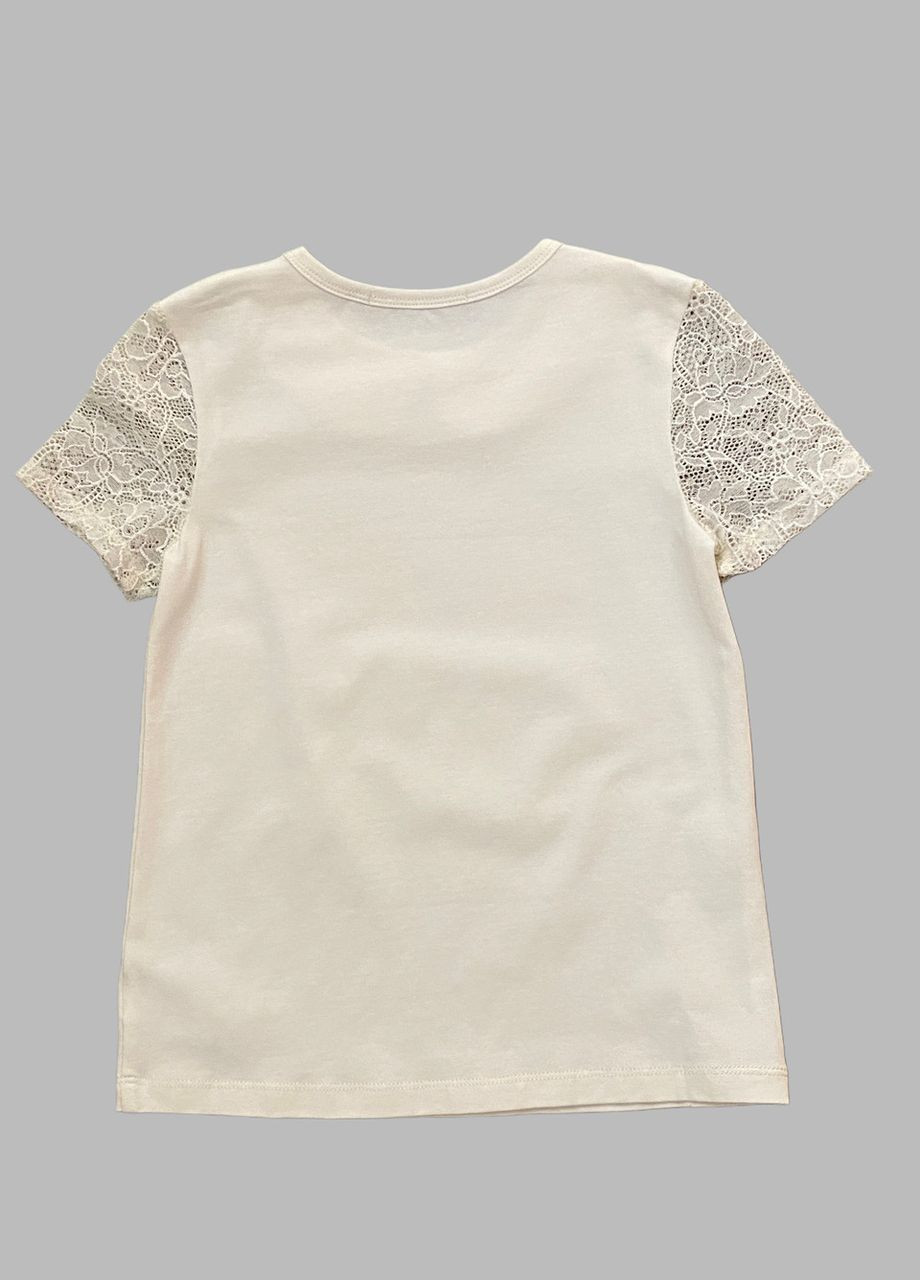 Школьная футболка для девочки молочная Baby Angel (358706909)