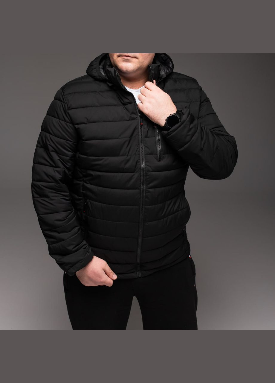 Чорна демісезонна утеплена стьобана куртка батал Vakko