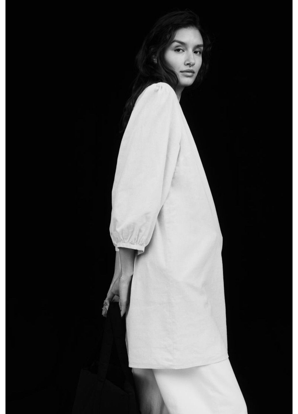 Белое повседневный женское платье из льняной смеси н&м (57183) m белое H&M