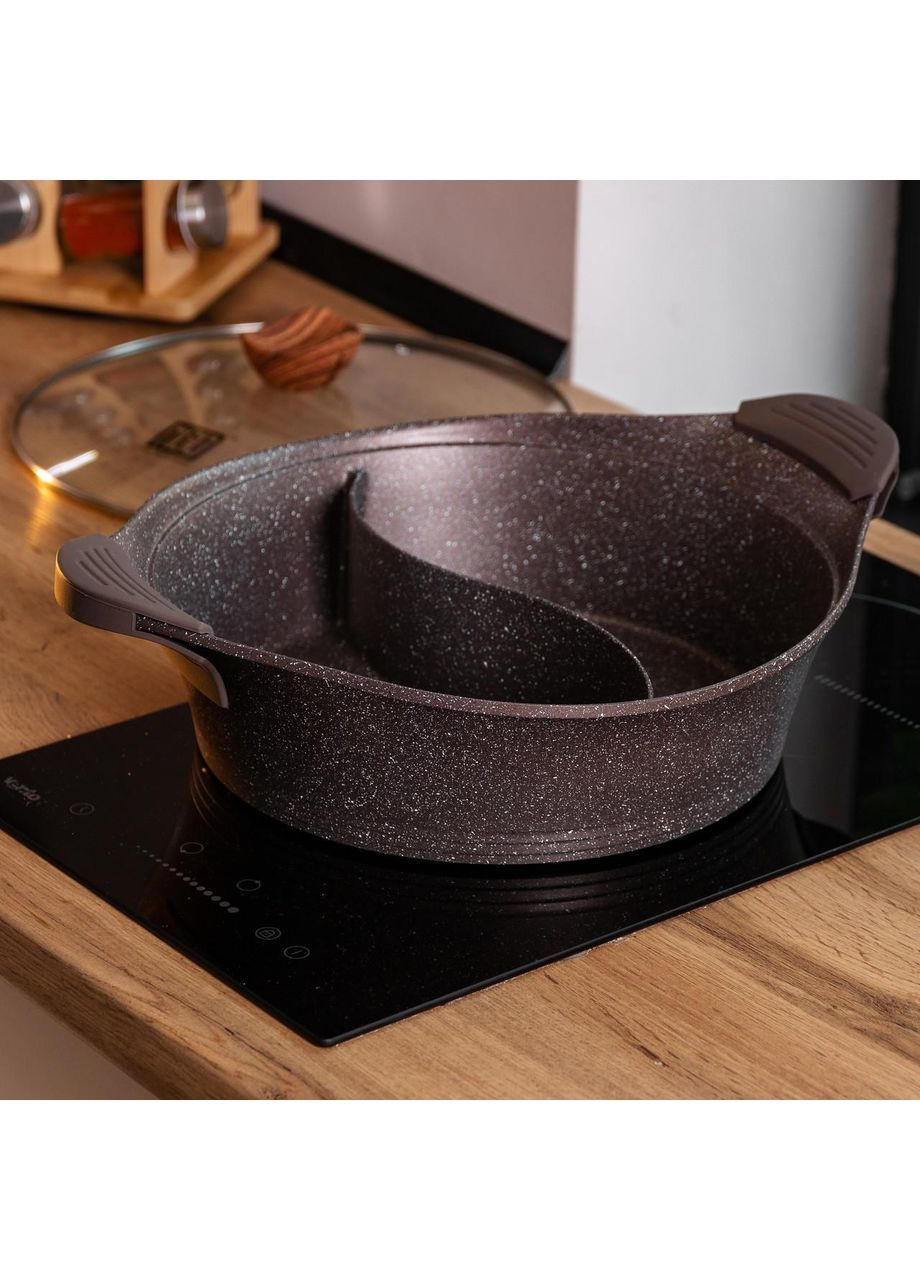 Алюмінієва каструля Ø 30 см, мармурове антипригарне покриття, кавовий MGC HP-4-413CO No Brand (369478034)