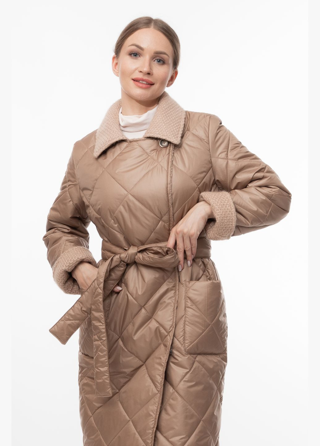 Бежевое демисезонное Пальто Бежевый Демисезон Повседневный Alberto Bini