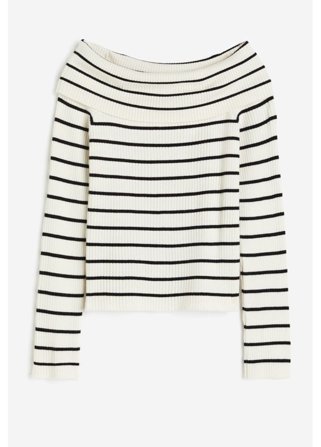 Жіночий приталений топ з оголеними плечима Н&М (58256) XS Молочний H&M (325412045)