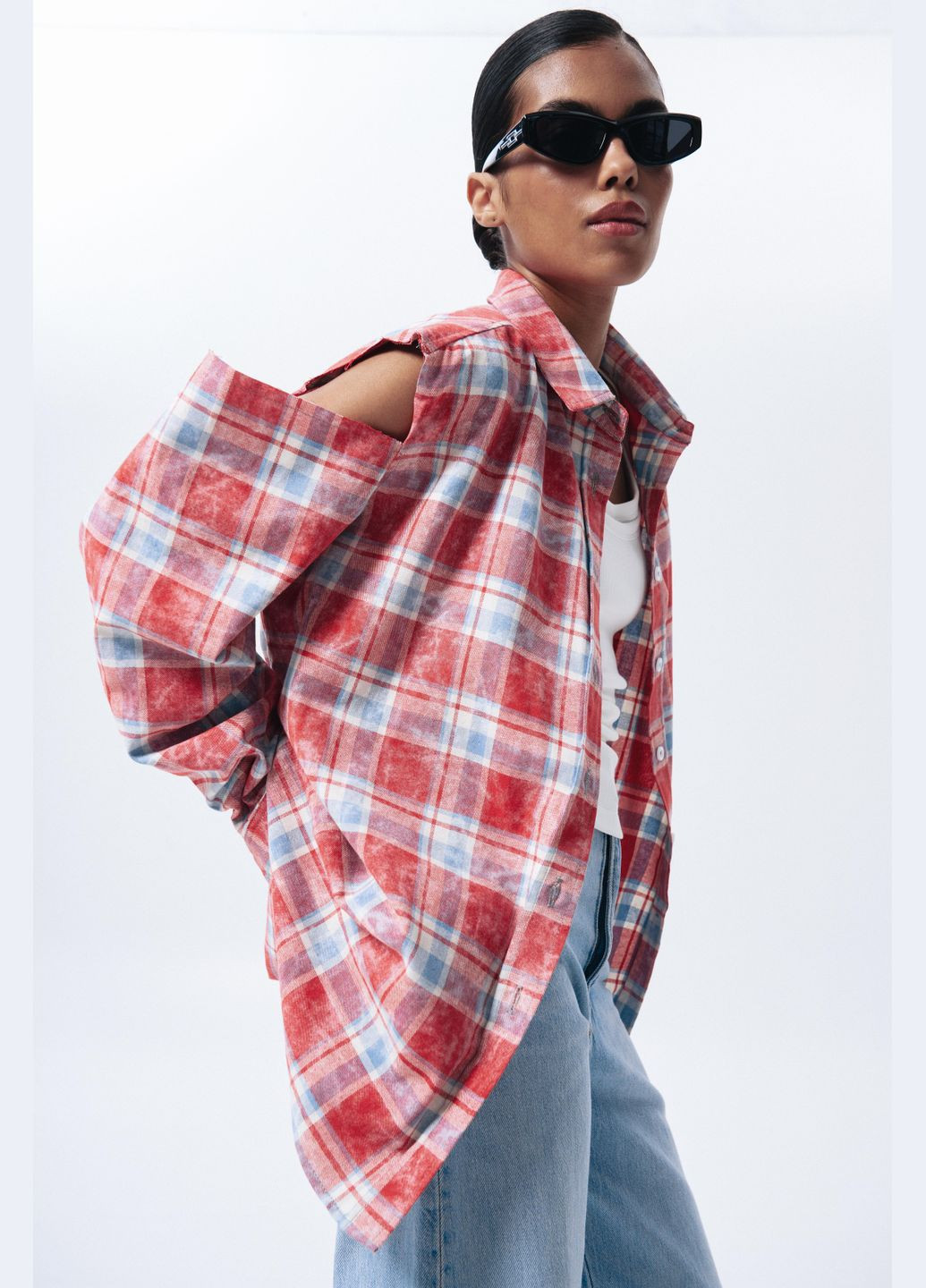 КАРТАТА СОРОЧКА З НАДІРВАНИМИ РУКАВАМИ TANGLE BRAND (345632161)