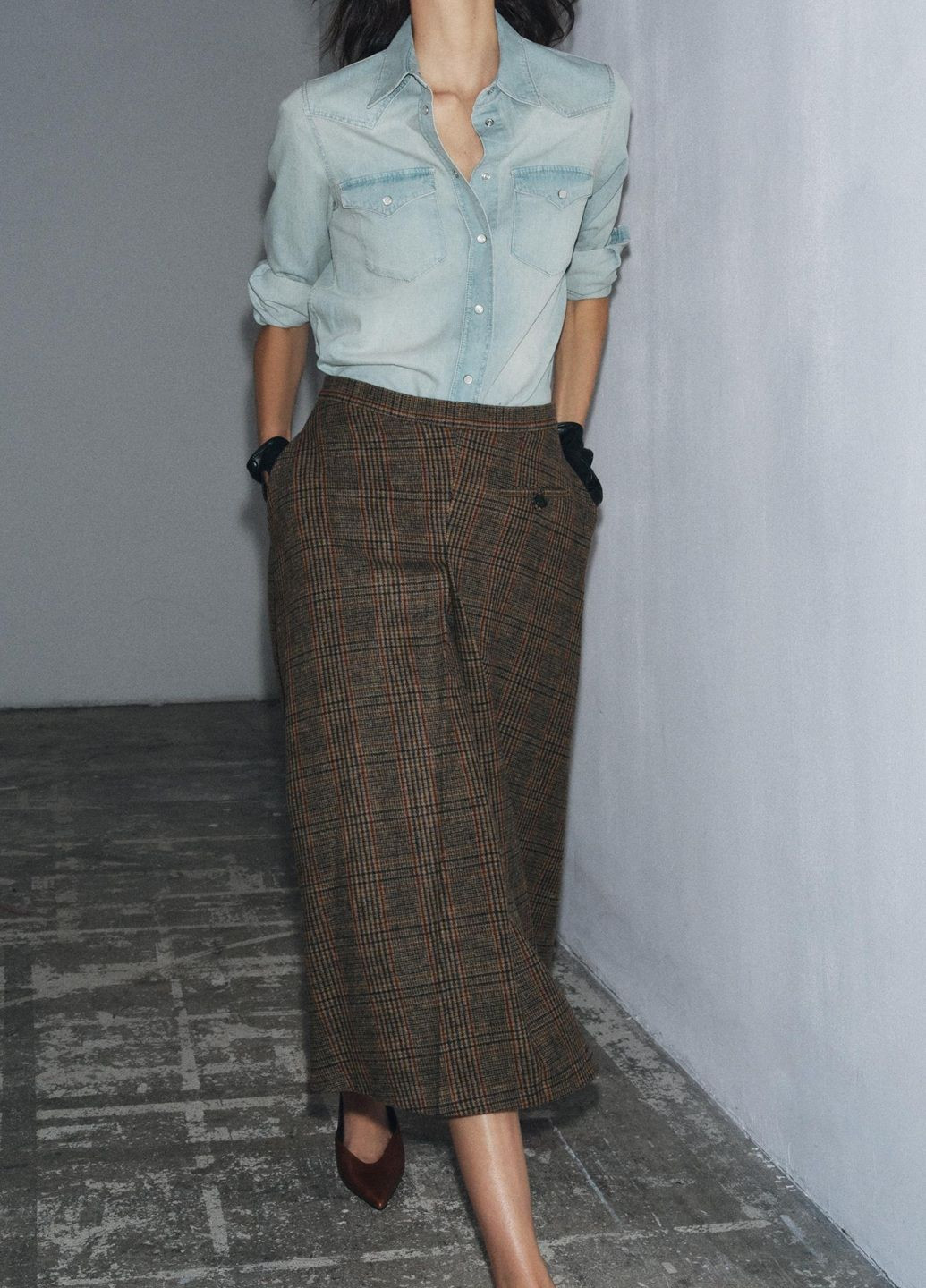 Голубой джинсовая рубашка однотонная Zara