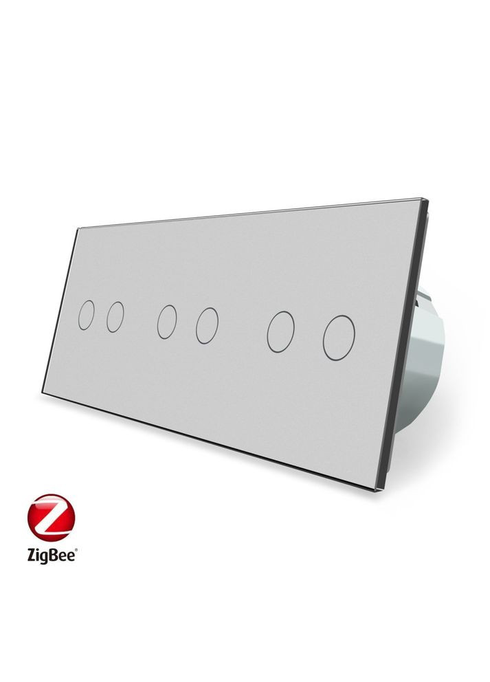 Розумний сенсорний ZigBee вимикач 6 сенсорів (2-2-2) сірий (VL-C702Z/C702Z/C702Z-15) Livolo (371260588)