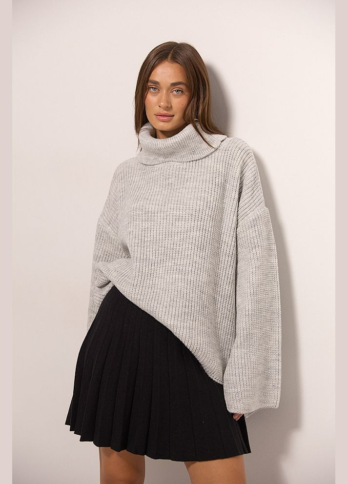 Жіночий вязаний светр oversize чорний з розрізом ззаду на комірі Arjen (307815059)