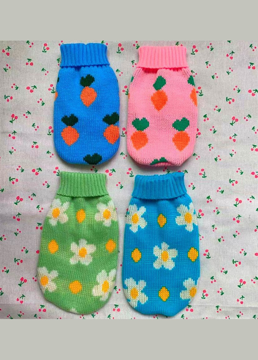 Вязаный акриловый свитер для котов и кошек Pet Style "Зеленый цветок" L No Brand - (323235762)