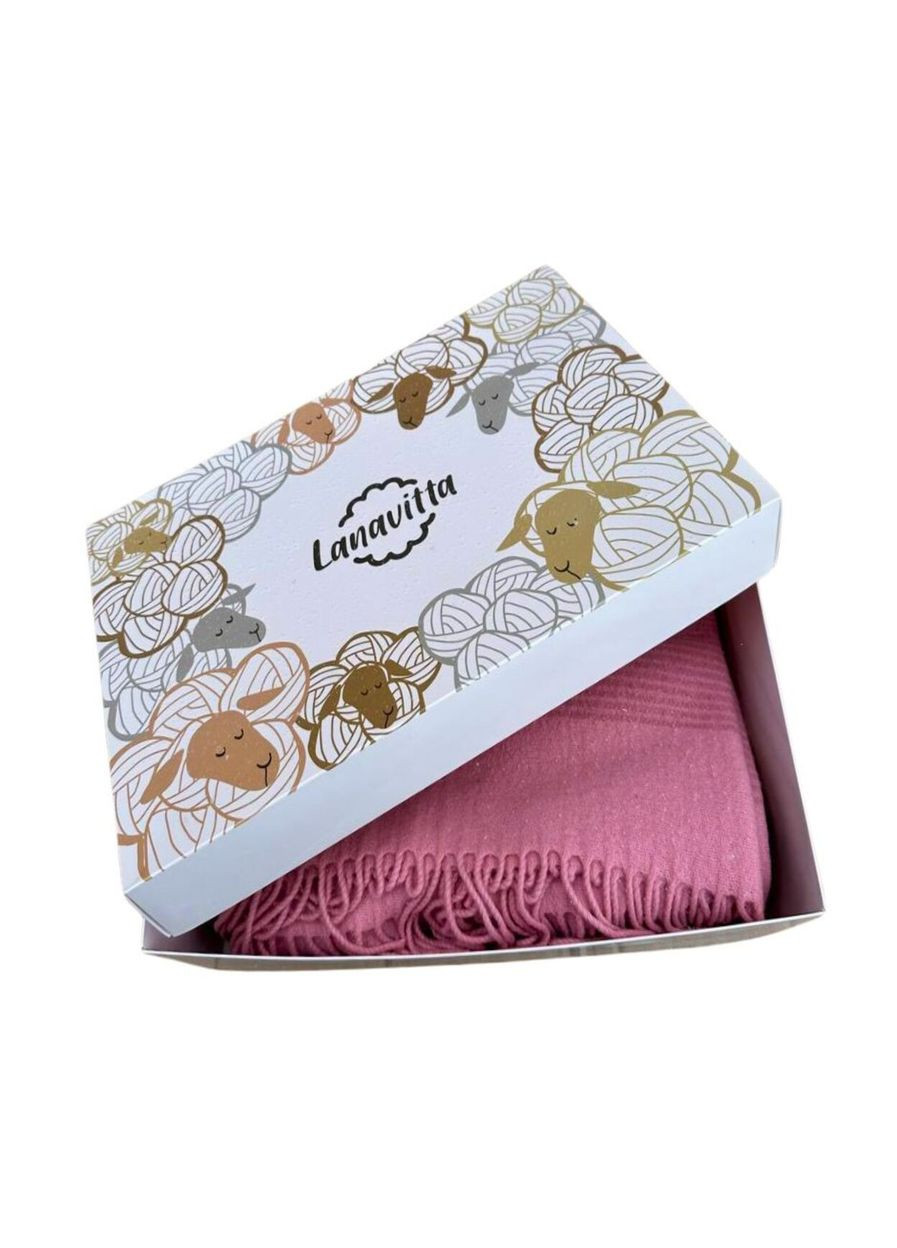 Плед на односпальне ліжко 140х200 вовняний в коробці рожевий в смужку 21244007 Lanavitta (316504800)