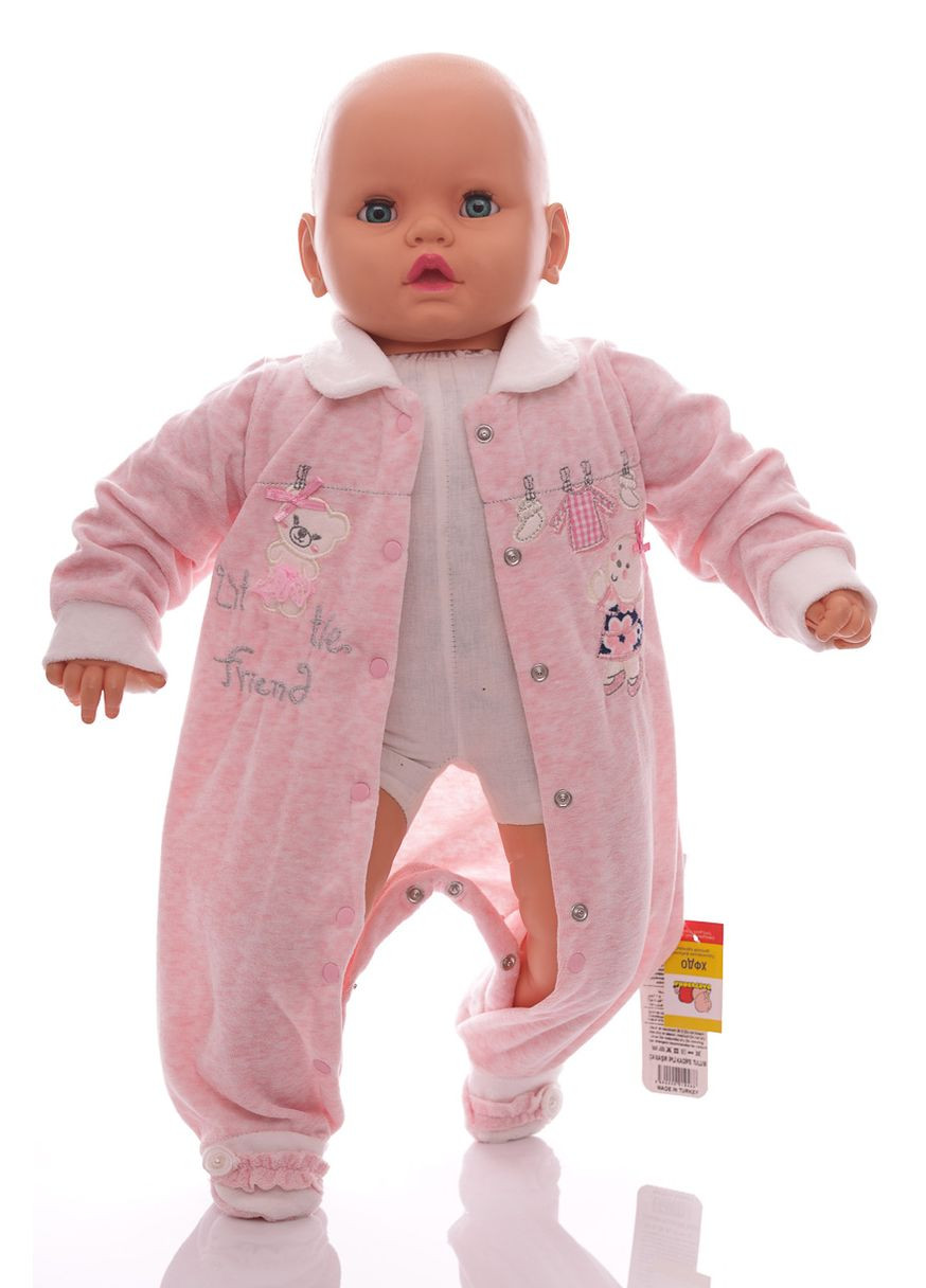 Человечек для девочки велюровый розовый 68 см (26415) BABYKROHA (297197343)