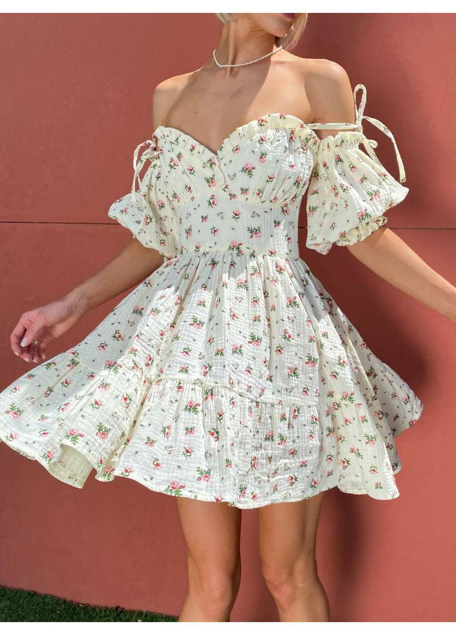 Білий сукня barbie колір дрібні троянди milirud