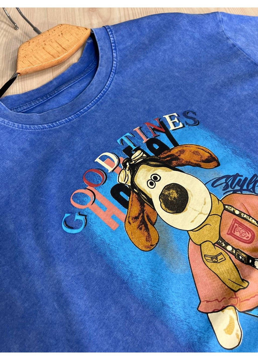 Футболка женская YIGOU 74 тай дай оверсайз с принтом собака No Brand - (329655376)