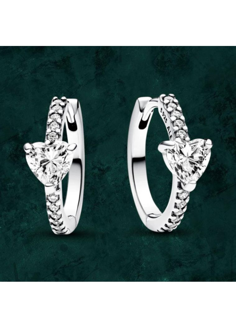 Срібні сережки "Сяюче серце" Pandora Пандора 293101C01 No Brand (363028383)