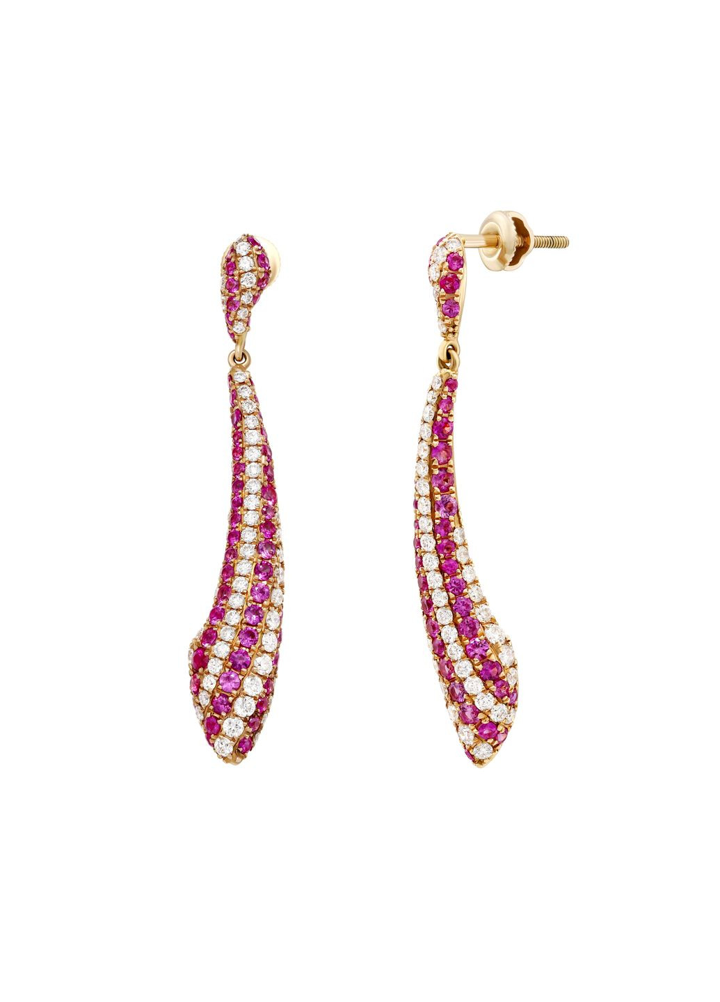 Серьги с бриллиантами и розовыми сапфирами в розовом золоте 1-146 994 Zarina (334875089)