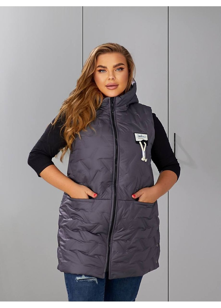 Женская жилетка с капюшоном цвет черный New Trend (304646964)