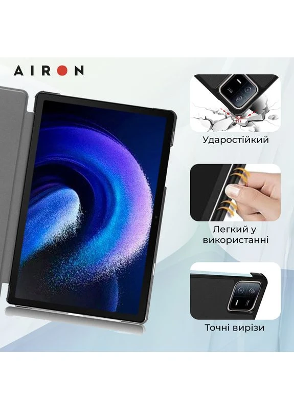 Чехол Premium для Xiaomi Pad 6/6 Pro 11'' 2023 с защитной пленкой и салфеткой Black, эко-кожа, подставка Airon (395603333)