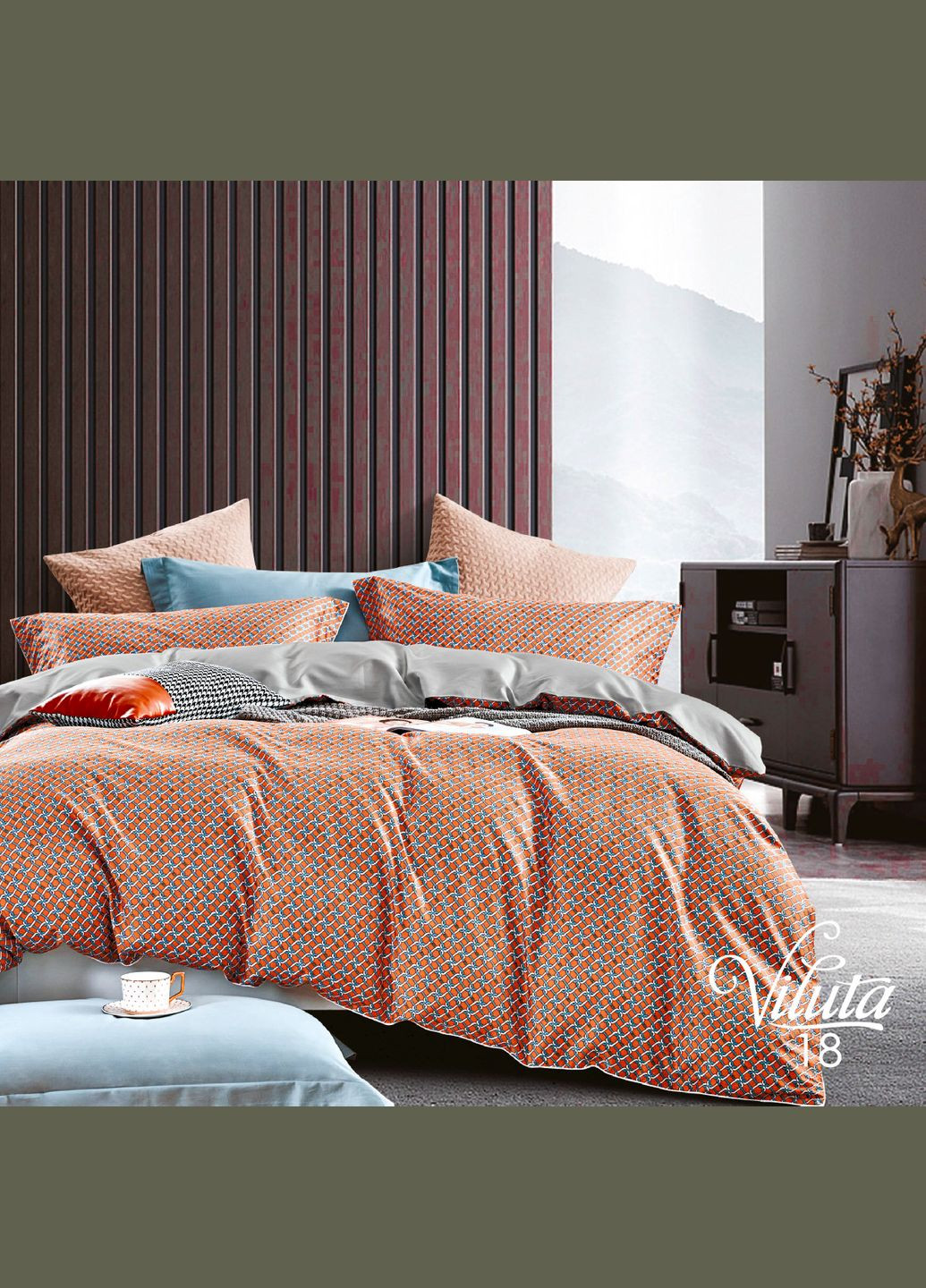 Комплект постільної білизни Євро Сатин Єгипетська бавовна 18 Viluta (365289730)