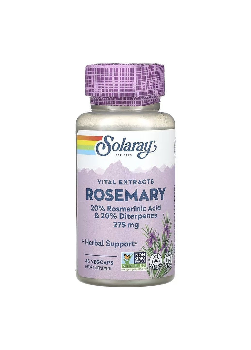 , Vital Extracts, розмарин, 45 капсул VegCap Solaray (366667525)