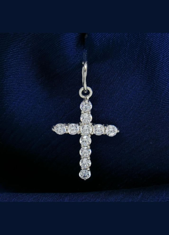 Серебряный подвес с фианитами "Крестик в круглых камушках" No Brand (350667106)
