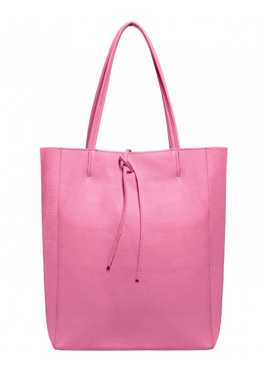Шопер Рожевий - Італійська жіноча м’яка сумка-шопер із натуральної шкіри без підкладки на блискавці з внутрішньою кишенею TAKEASY (350612612)