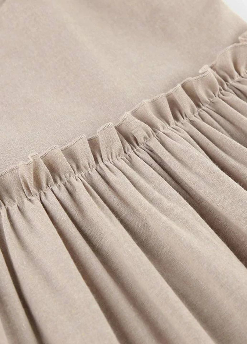 Бежевое повседневный платье с рюшами на завязках Allthings однотонное