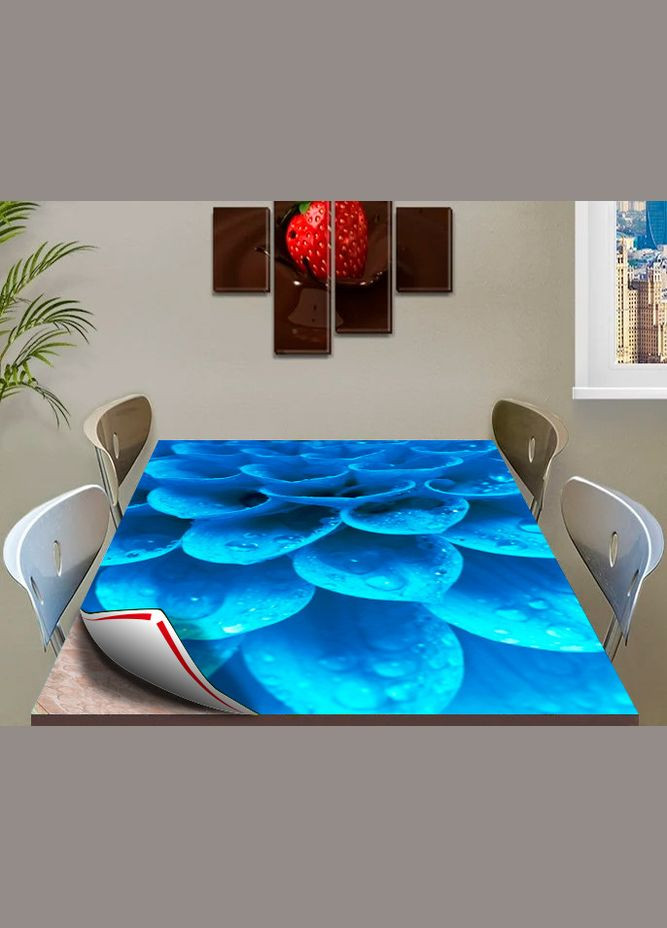 М’яке скло силіконове покриття для столу з фотодруком Синя квітка 120 х 120 см (1 мм) МСПБfl10613 Декоинт (278286924)