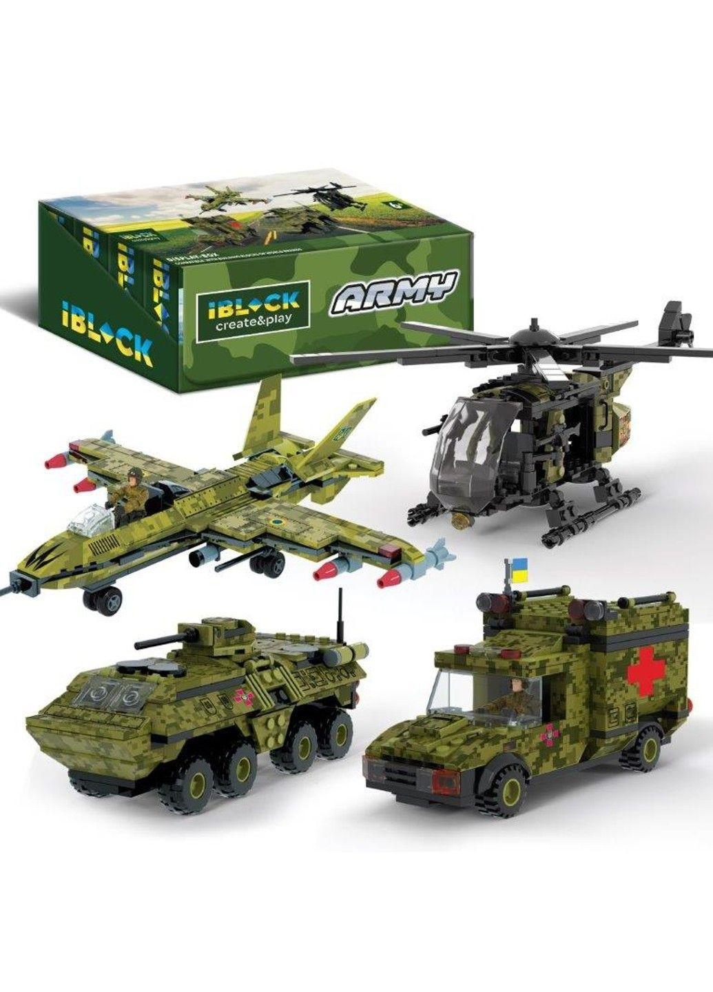 Конструктор пластиковий Армія техніки Сухопутних військ Винищувач 226 деталей iBlock 24х4, 5х16 см No Brand (333719828)
