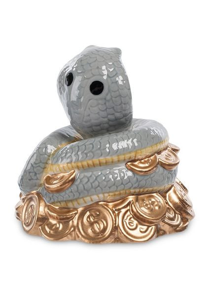 Фигурка фарфоровая Кобра на монетах 10 см 1104685 серая змея Pavone (346534075)