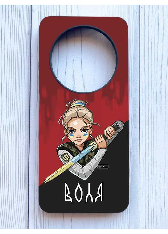 Матовый чехол с черными боками на Xiaomi Redmi 14C/Poco C75 Украинская защитница (принт 171) Creative (355403648)