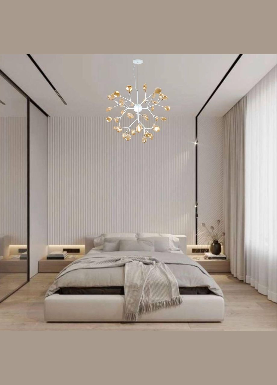 Біла люстра з скляних пелюсток на 36 ламп Petals (918-LP262-36 WH+BR) No Brand (370070100)